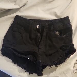 Black Distressed Women Shorts
